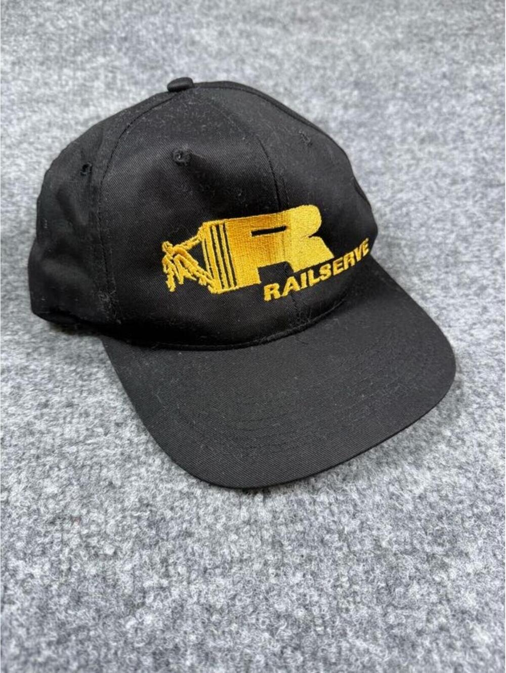 Railserve Black Baseball Cap with Yellow Logo Embroidery
